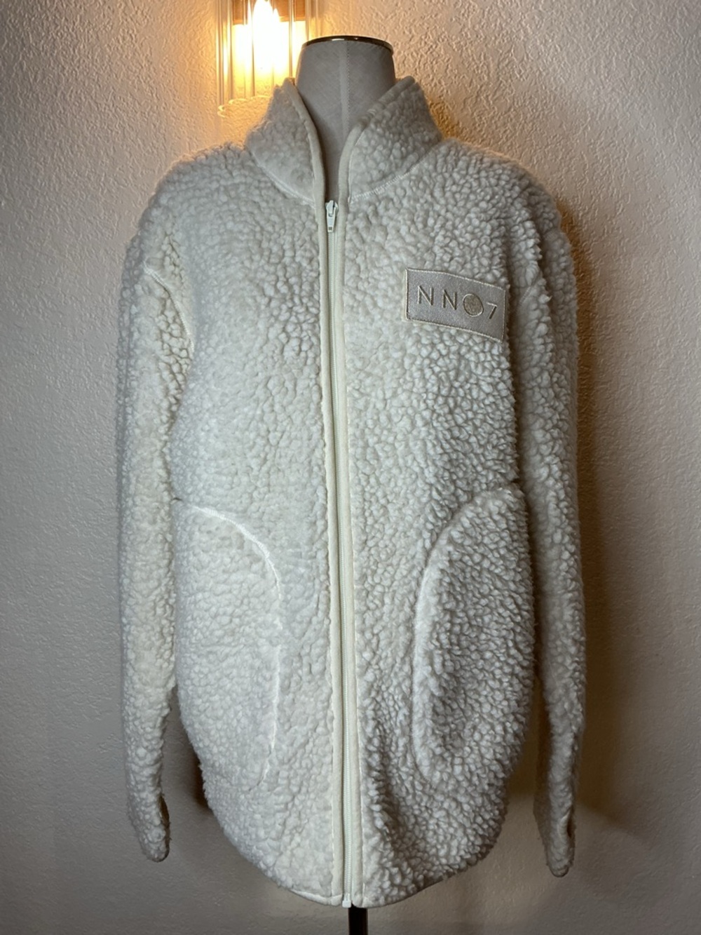 NN07 Men’s Cream Sherpa Zip-Up Jacket